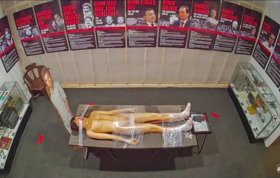 The Dexter Room kill-table centerpiece at Serial Killers: The Experience