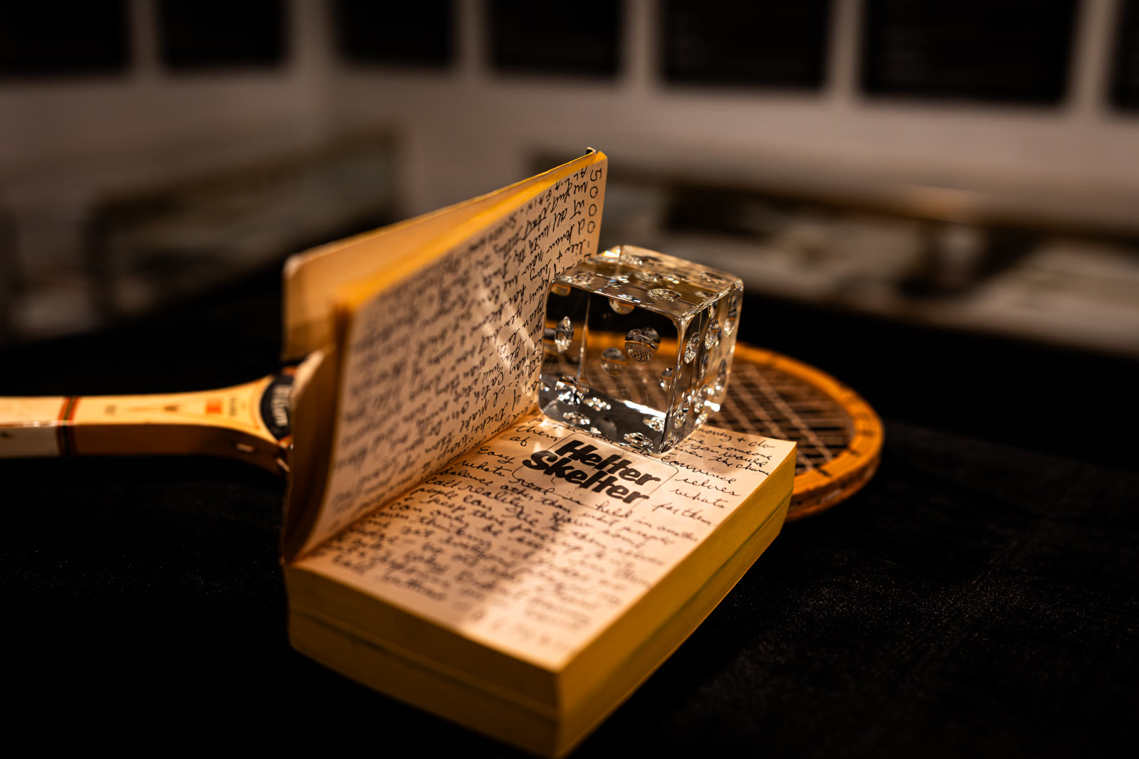 A handwritten Helter Skelter manuscript on display in the Mindhunter Room